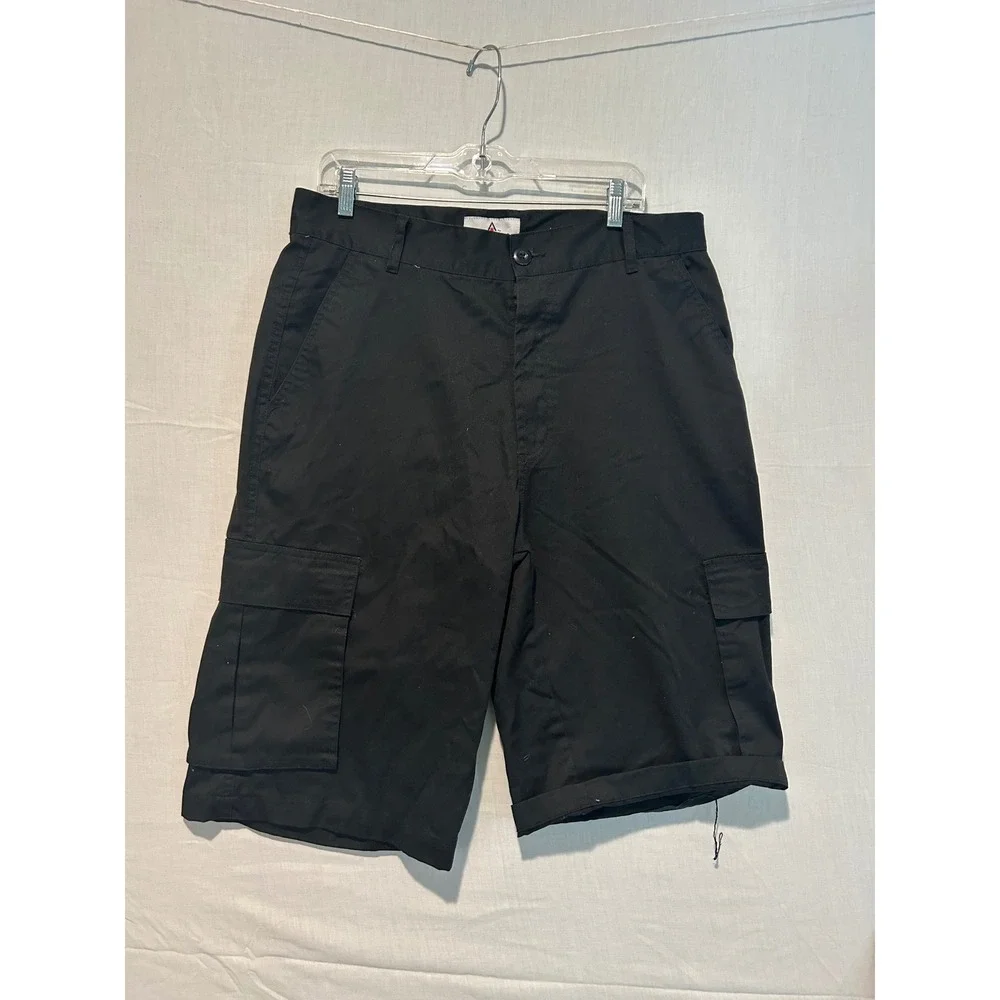 Access Mens Black Cargo Shorts Original Fit Size 36 Cotton Blend Utility Skater